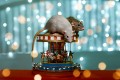 fotka potkanov na vianočnom kolotoči v pozadí modrý svetelný bokeh